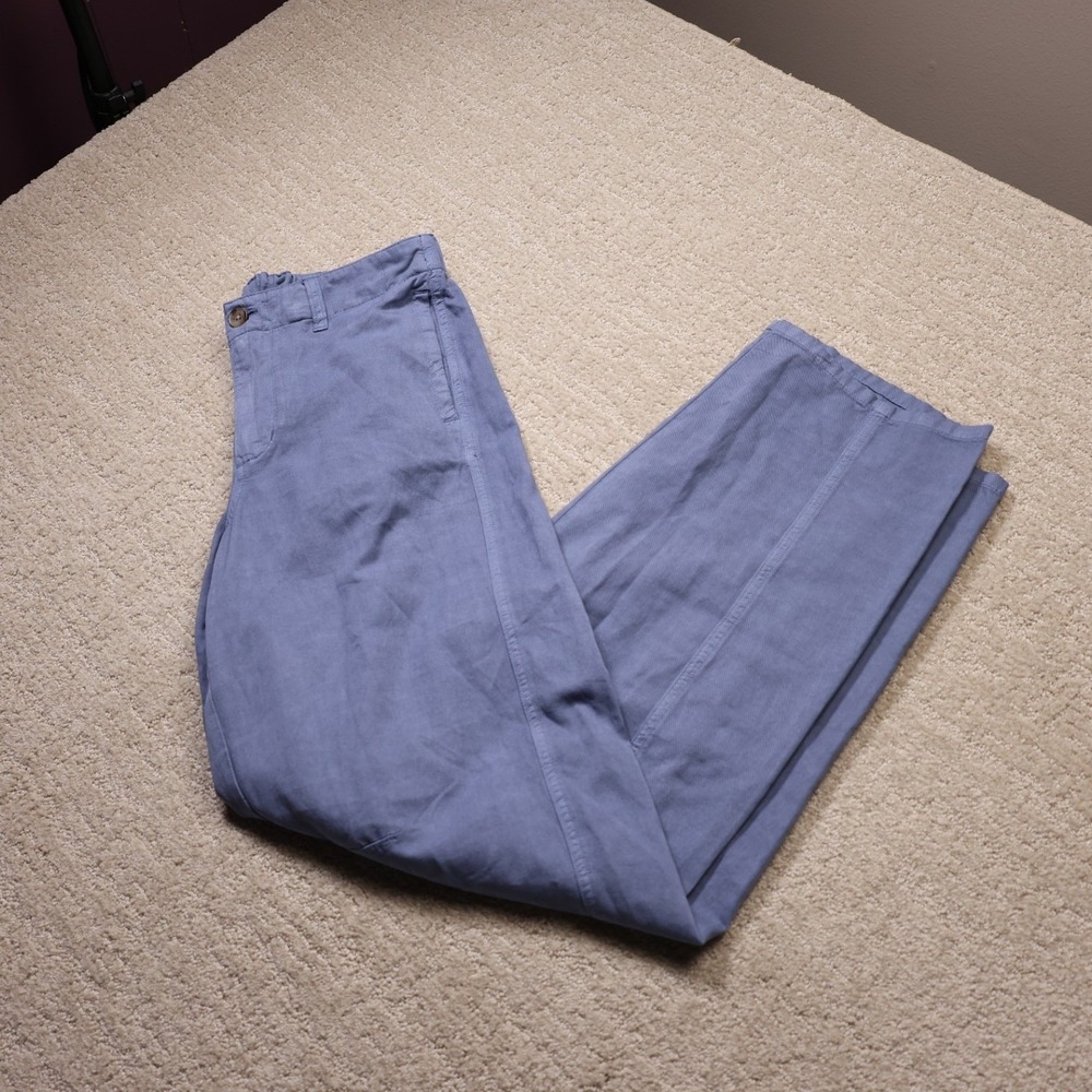 Universal Thread Blue Linen Blend Wide Leg Pants Elastic Back Size 6